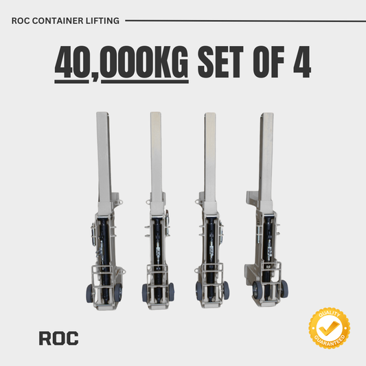 Set of four ROC container lifting devices with text indicating weight capacity on a white background.