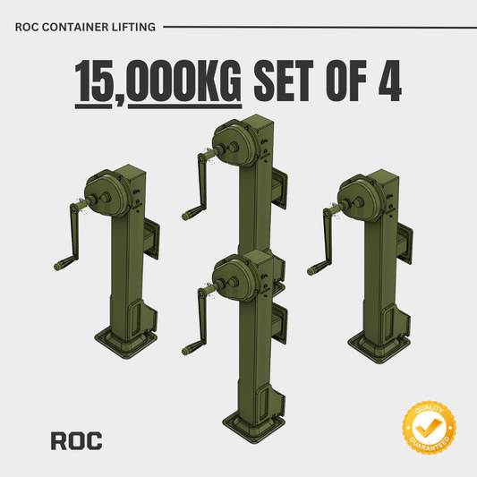 Set of four ROC container lifting devices with a weight capacity of 15,000KG on a white background.