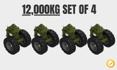 Rough Terrain Container Castors – 12,000kg Capacity (Set of 4) Twist Lock