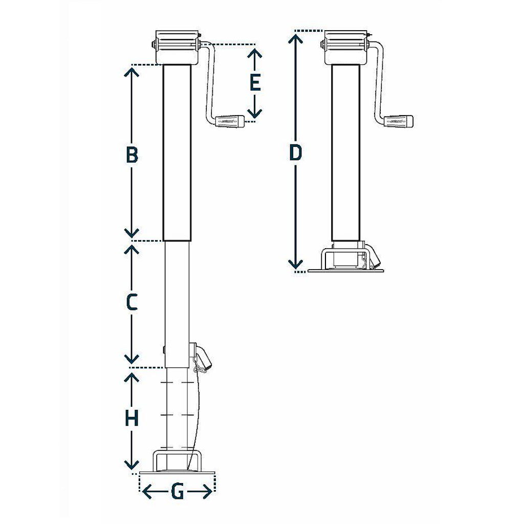 Side Winding Parking / Lifting Jacks – Type DG 3SF